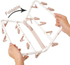 Clothes Drying Racks Foldable Clip Hangers Drip Hanger Plastic with 20 Drying Clips (Light Pink-Rectangle)