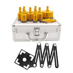 HIGHDRIL Multi Angle Measuring Ruler 5-Hole Drill Locator & Diamond Drill Bit Kit Triangle Shank for Porcelain Tile Ceramic Marble Brick Vacuum Brazed Hole Saw(6/8/10/20/25/28/32/35/45/50/65mm)