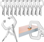 Yexiya 10 Pcs Locking C Clamp, Locking Pliers Adjustable Welding Clamp with Regular Tip and Swivel Pad for Shop Home Farm and Auto Workshop Woodworking, Cabinetry, Repair (11 Inch)