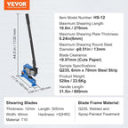 VEVOR Hand Plate Shear 12",Manual Metal Cutter Cutting Thickness1/4 Inch Max,Metal Steel Frame Snip Machine Benchtop 1/2 Inch Rod,for Shear Carbon Steel Plates and Bars