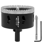 2-1/2 Inch Diamond Hole Saw with Pilot Drill Bit, 2-1/2" Serrated Brazing Tile Hole Saw Diamond Core Drill Bits with Guiding Bit for Ceramic Porcelain Tile Glass Stone Granite Marble