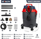 Stealth Wet/Dry Vacuum 5 Gallon, 5.5 Peak HP Shop Vacuum with Blower & Drain Port for Home, Garage, Car, Workshop,ECV05P2