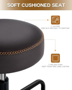 Shop Stool with Lockable Rubber Wheels Adjustable Backrest Tool Tray Storage 400 lb Capacity Rolling Garage Stool (Coffee)