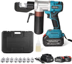 Electric Hydraulic Cable Lug Crimping Tool,12 AWG to 2/0 AWG Terminal,Cable,Wire Electric Crimper Tool Kit,Battery Crimp Tool Kits with 8 Dies