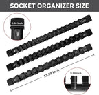 Socket Organizer Drive ABS Tools - Black Socket Holder, Premium Quality 18 Pieces Socket Holders Kit 1/4-Inch x 96 Clips, 3/8-Inch x 90 Clips, 1/2-Inch x 72 Clips（18PC,Black)