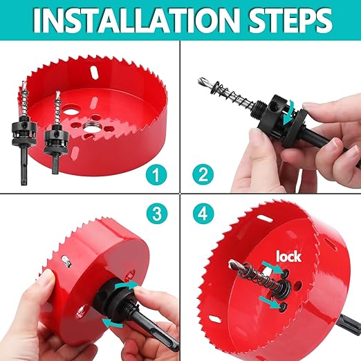 9.45 inch / 240mm Hole Saw with SDS Plus Arbor and Hex Shank Arbor,HSS Bi-Metal Hole Drilling Cutter for Wood Boards Plastic and Thin Metal (9.45 inch / 240mm)