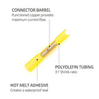 Wirefy 150 PCS Heat Shrink Butt Connectors Yellow 26-24 AWG - Marine Grade Butt Splice Connectors - Electrical Waterproof Heat Shrink