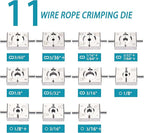 AMZCNC Wire Rope Crimping Tool for Aluminum Crimping Loop Sleeve, Two Barrel Ferrule, Oval Sleeves, 3/64 in to 3/16 in, Stainless steel wire rope Swaging Tool Kit with Wire Rope Cutter