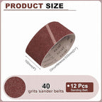 HARFINGTON 4 x 21 Inch Sanding Belts, 12 Pcs 40 Grits Aluminum Oxide Abrasive Belt Sander File Belt for Woodworking, Metal Polishing, Knife Sharpener