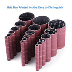 LotFancy 24PCS Spindle Sander Sleeves, Sanding Sleeves for Oscillating Sander, 60 80 120 240 Assorted Grit Sandpaper, 4-1/2” Length, 1/2”, 3/4”, 1”, 1-1/2”, 2”, 3” Diameter