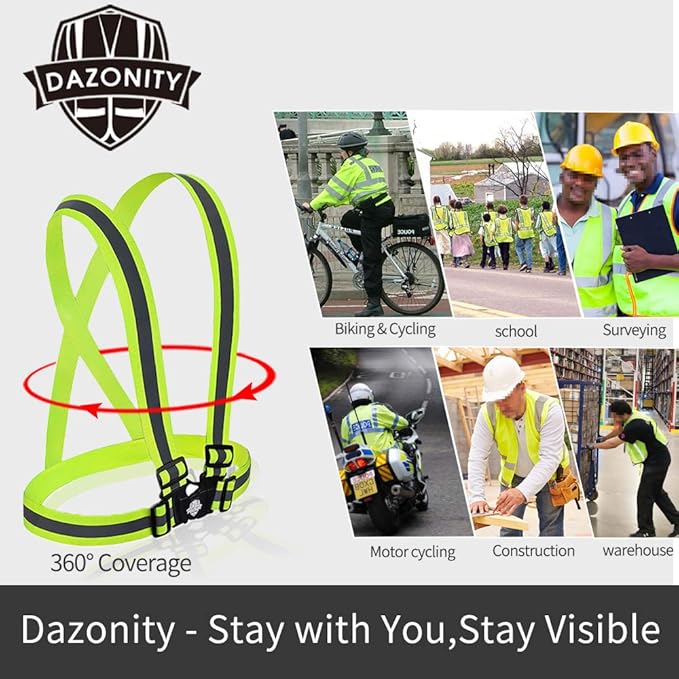 Dazonity High Visibility Safety Vest,10 Packs,Lightweight,Adjustable & Elastic Vest,Hi Vis Reflective Strips, Fit for Men & Women, Construction,Cycling, Runnning, Surveyor, (Blue)