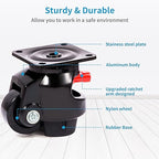 Nefish Leveling Casters Set of 4 Heavy Duty 80F, Retractable Caster Wheel for Workbench, Ratchet Arm Design 3300 LBS Capacity, 360 Degree Swivel Castor with Rubber Foot for Furniture, Equipment