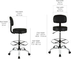 AmazonBasics Multi-Purpose Adjustable Drafting Spa Bar Stool with Foot Rest and Wheels - Black
