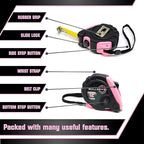 Bullseye Tape Measure 12 Foot 3-Pack | Pink | Small, Retractable Measuring Tapes with Pause Buttons | Easy-to-Read Standard and Metric Measurements for Adults and Kids | Inches and Centimeters