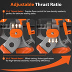 Holothurian Caulking Gun, Heavy-Duty Aluminum Caulk gun, 1/10 Gallon, Adjustable 12:1 & 25:1 Thrust Ratio, No-Drip, Built-in Nozzle Cutter and Puncture Tool, Two Nozzles and Scraper