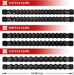 ALOANES 6 PC ABS Socket Organizer, 1/2 inch, 3/8 inch and 1/4 inch Drive Socket Rail Holders, Heavy Duty Socket Racks, Black Rails with Black Clips