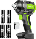 Cordless Impact Wrench, 630Ft-lbs (850N.m) Brushless 1/2 Inch, 2400RPM High Torque Impact Gun with 4 Sockets, Electric Impact Wrench for Car Repairing (Tool Only)