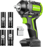 Cordless Impact Wrench, 630Ft-lbs (850N.m) Brushless 1/2 Inch, 2400RPM High Torque Impact Gun with 4 Sockets, Electric Impact Wrench for Car Repairing (Tool Only)