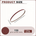 HARFINGTON 3/8 x 21 Inch Sanding Belts, 5 Pcs 150 Grits Aluminum Oxide Abrasive Belt Sander File Belt for Woodworking, Metal Polishing, Knife Sharpener