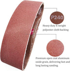 3 x 24 Inch Aluminum Oxide Sanding Belts, 3 Each of 40/80/120/150/240/400 Assorted Grits Abrasive Belts for Belt Sander, 18-Pack