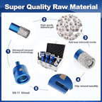 Diamond Core Drill Bit Set BRSCHNITT Diamond Hole Saw for Porcelain Tile Ceramic Marble Granite Drilling with 5/8-11 Thread(6/8/25/35/50/65 Drill bits,10-25mm Finger bit+SDS Adapter&35mm Chamfer bit.