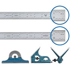 PEC Tools 4-Piece Hardened Combination Square Set - 4R 12”Machinist Blade, Cast Iron Head, Center Head, Combination Square with Level and Scribe Tool, Reversible Locking Bolt, Made in USA