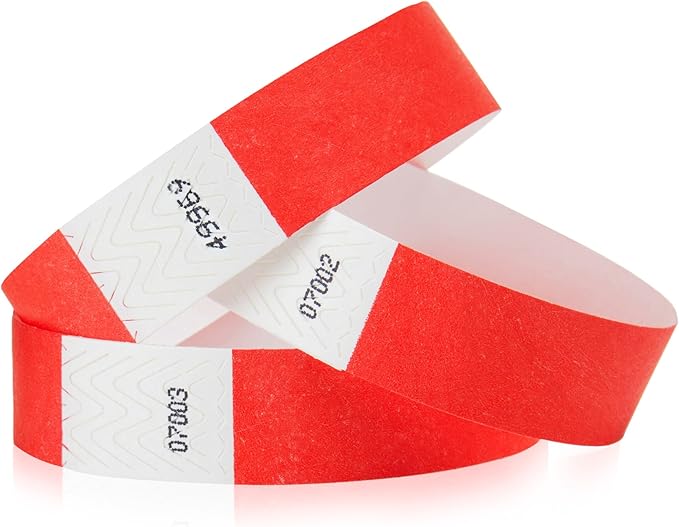 600 WristCo Neon Red Tyvek Wristbands for Events - Tamper-Proof Design & Fluorescent Color Prevent Reuse Premium-Grade Bracelets for Hospital & Medical ID, Party & VIP Identification