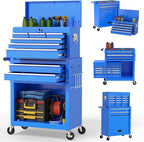On Shine 8 Drawer Rolling Tool Chest, Large Capacity Rolling Tool Box with Wheels, Locking Mechanical Tool Chest, Portable Tool Box with Sliding Drawers,Metal Tool Box for Garage Workshop (Blue)