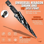 Four Spiral Flute Step Drill Bit for Metal,M35 Cobalt Unibit Step Drill Bit Set 1/8"-1/2"(13 Sizes),Wear-Resistant AlTiN Coated,1/4" Hex Shank for Metal, Stainless Steel, Aluminum, Plastic