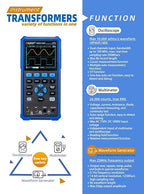 HDS2102S Oscilloscope, 100MHz Bandwidth 2+1 CH Digital Handheld Oscilloscope Multimeter, 3 in 1 Waveform Generator for Electronic Measurement, Circuit Design Test