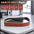 KonaFlex Sanding Belts 15 Pack 1x42 Inch Belt Sander Paper Aluminum Oxide with 60/80/120/150/240 Grits for Woodworking, Paint Sanding, Metalworking, Rust Removal