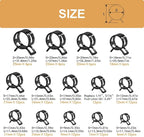 140PCS 6-25mm 14 Sizes Spring Band Hose Clamps with Swivel Flat Hose Clamp Plier, Constant Tension Hose Clamp Assortment Kit DD037