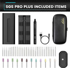 AM ARROWMAX Mini Engraving Pen with 42 Bits, Aluminum Case & Tool Bag-Smart Motion Control, APP & OLED Display, Magnetic Charger, Engraving Pen for Metal/Wood/Glass/Plastic, SGS PRO Plus (Black)