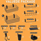 INCLY 30PCS Slatwall Accessories Set with Slatwall Baskets, Slatwall Hooks, Slatwall Shelves, Slatwall Bins, Slatwall Cups, Heavy Duty Slat Wall Accessory for Garage Room Shop Organizing Display