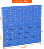 TORACK Metal Pegboard Wall Organizer 24" x 24" or 12" x 48", 70 PCS Tools Storage Pegboard for Garage Tool Organizer Pegboard with Peg Board Hooks for Workbench(Blue)