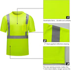 High Visibility Shirts Quick Dry Safety T Shirts with Reflective Strips and Pocket Short Sleeve Mesh Hi Vis Construction Work Class 2 Shirt for Men/Women Lime,Medium