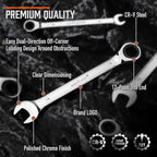 HORUSDY 8-Piece Metric Ratcheting Wrench Set | Ratchet Combination Wrench Set with Organizer | 72-Teeth | 8mm - 17mm | Chrome Vanadium Steel