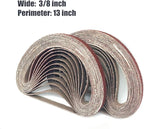 3/8 Inch x 13 Inch Sanding Belt, 80 Grit Aluminum Oxide Sanding Belts, Premium Sandpaper for Air Belt Sander, 24 Pack(3/8x13in,80 grit)
