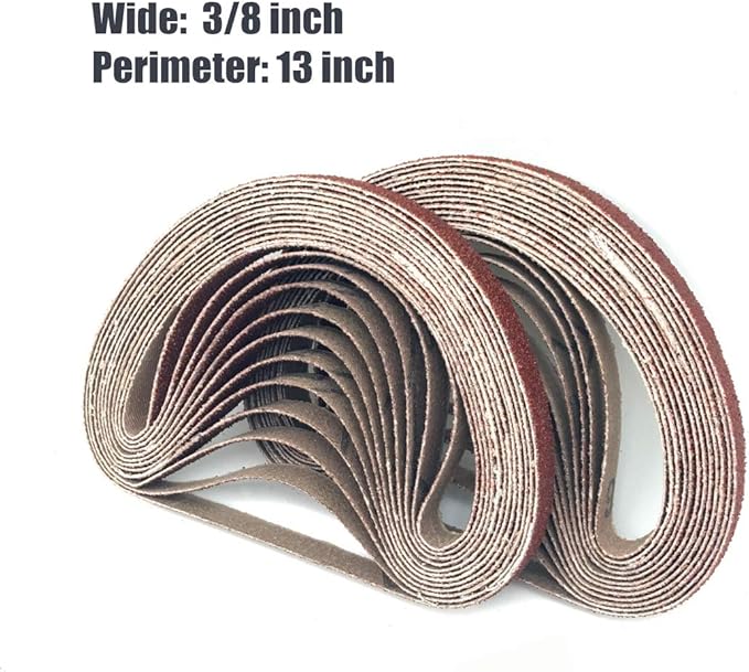 3/8 x 13 Sanding Belts, 120 Grit Aluminum Oxide Sanding Belt, Belt Sander Paper for Air Belt Sander, 24 Pack(3/8x13in,120 Grit)