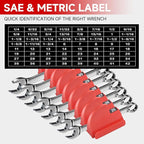 ‌Yaseingoo Magnetic Modular Wrench Organizer Set for Tool Drawers - Customizable Wrench Rack with Metric & SAE Labels, Tool Storage Holder (48-Piece, Strong Magnets) - Gift for Men/Father/Brother-Red