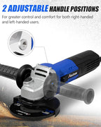AVID POWER Angle Grinder, 7.5-Amp 4-1/2 inch Electric Grinder Power Tools with Grinding Wheels, Cutting Wheels, Flap Disc and Auxiliary Handle for Cutting, Grinding, Polishing and Rust Removal - Blue