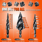 Four Spiral Flute Step Drill Bit for Metal,M35 Cobalt Unibit Step Drill Bit Set 1/4"-1" (30 pcs),Wear-Resistant AlTiN Coated,1/4" Hex Shank for Metal, Stainless Steel, Aluminum, Plastic