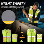 Class 2 Safety Vest with Zipper Front and multiple Pockets, High Visibility Vest, Meets ANSI/ISEA Standards