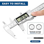 Digital Caliper Measuring Tool, 6 Inch Stainless Steel Vernier Caliper Digital Micrometer with Large LCD Screen, Auto-Off Feature, Easy Switch from Inch to Millimeter