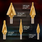 ZELCAN Step Bits for Metal, Step Drill Bit Set 5PCS Titanium, Spiral Grooved with Automatic Center Punch, Step Drill Bit for Metal with Aluminum Case, Multiple Hole Step Bit for DIY Lovers