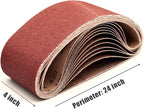 18 PCS 4x24 Sanding Belts, Belt Sander Paper 4x24 Inch Alumina Oxide,6 Each of 40 60 80 Grits,18 Pack