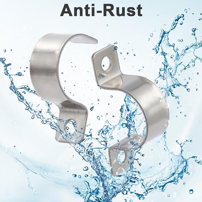 3/4 Inch Stainless Steel Conduit Clamps 2 Hole Pipe Clamps U Bracket Conduit Fixing Clips, Universal Clamp for Cylindrical Components - Fits OD 20 mm (Approx.3/4") | 20 Pcs