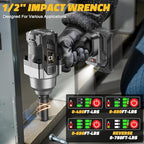 Cordless impact Wrench 1/2 inch for Dewalt Battery, 750FT-LBS (1000N.m) Brushless Electric Impact Gun Includes LED Work Light with 6 Sockets, High Torque Impact Driver, Bare Tool Only