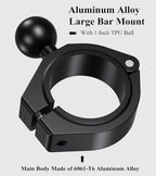 BRCOVAN 1'' Ball Large Bar Clamp Mount, Fit 1.5'' / 1.65'' / 1.75'' / 1.85'' / 2'' Round Rails & ATV UTV Roll Cages, Fit for RAM Mounts B Size 1 Inch Ball Double Socket Arm, Aluminum Alloy
