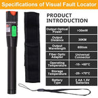 2PCS Visual Fault Locator 30KM Fiber Optic Cable Tester Meter Red Light VFL with 2.5mm Universal Connector for FC/SC/ST Adapter Pen for CATV Telecommunications Engineering Maintenance